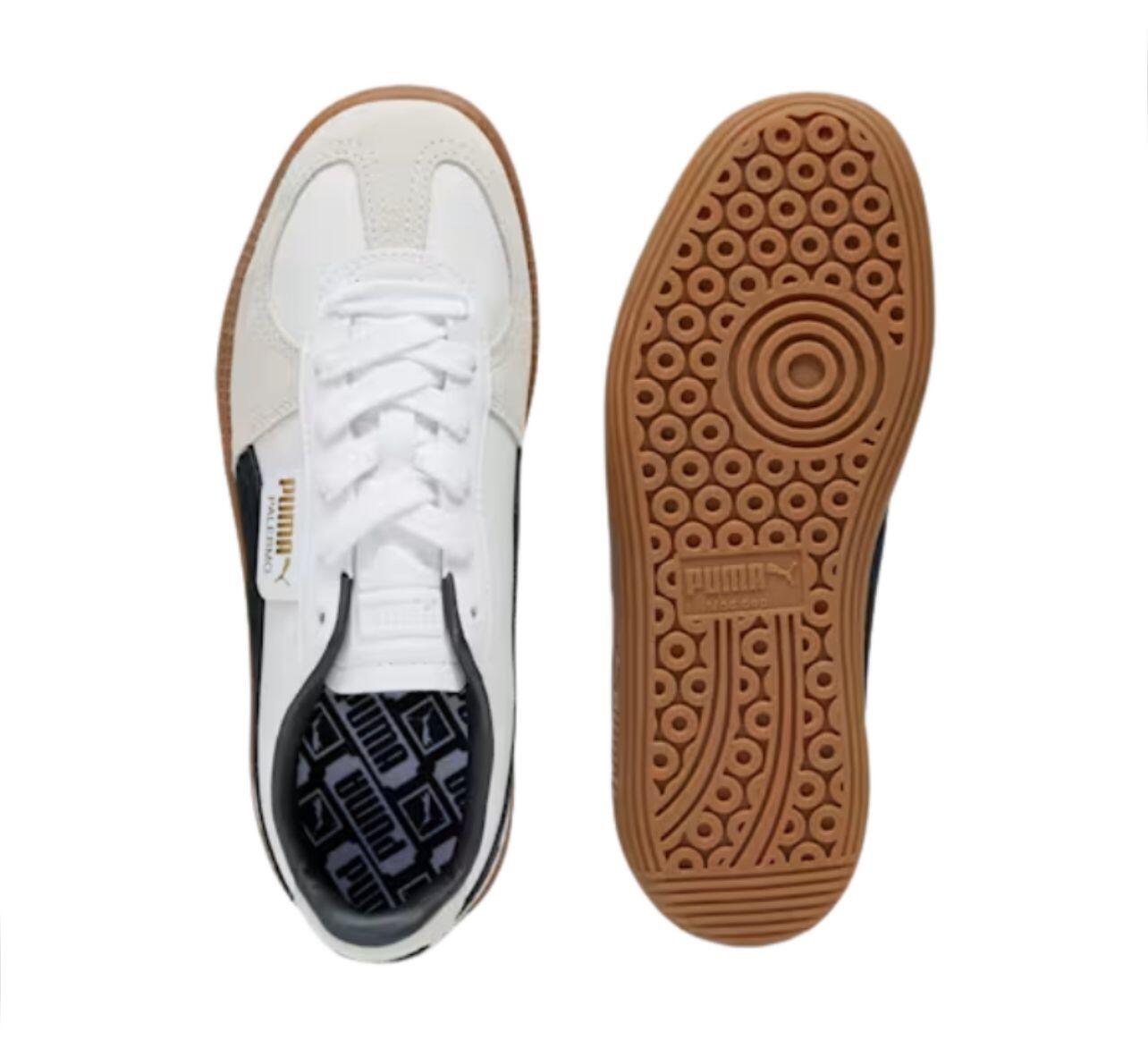 PUMA Palermo Leather Trainers In White and Black