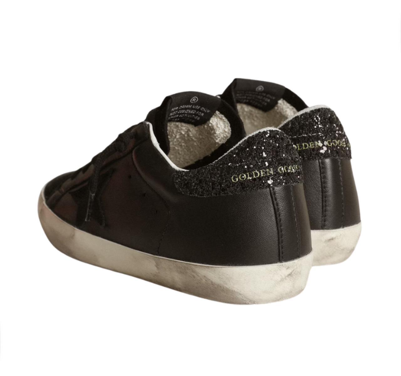 Golden Goose Superstar - Black Glitter Heel