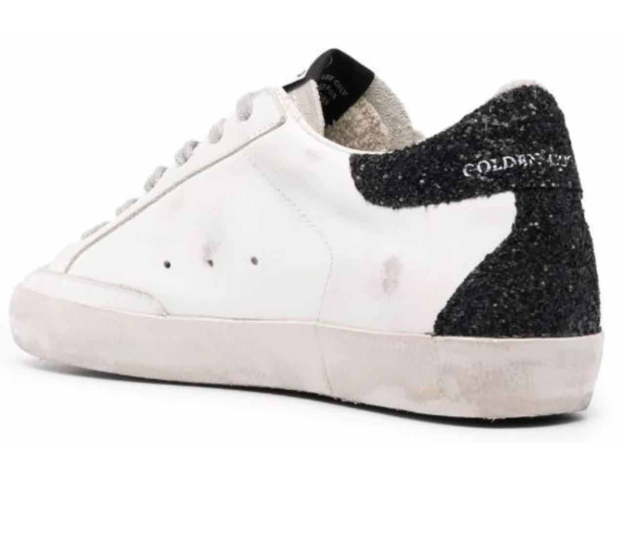 Golden Goose Superstar in white, black & glitter Star