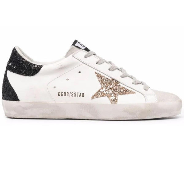 Golden Goose Superstar in white, black & glitter Star