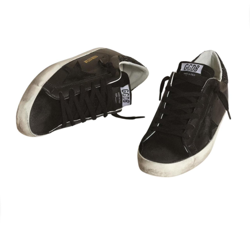 Golden Goose Superstar - Black Glitter Heel
