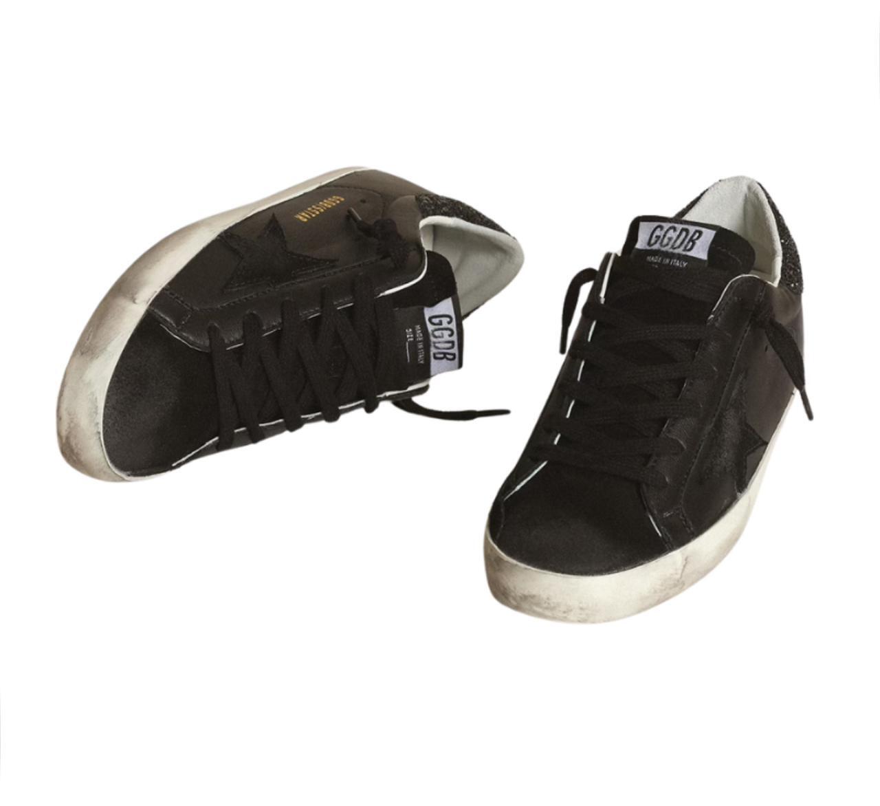 Golden Goose Superstar - Black Glitter Heel