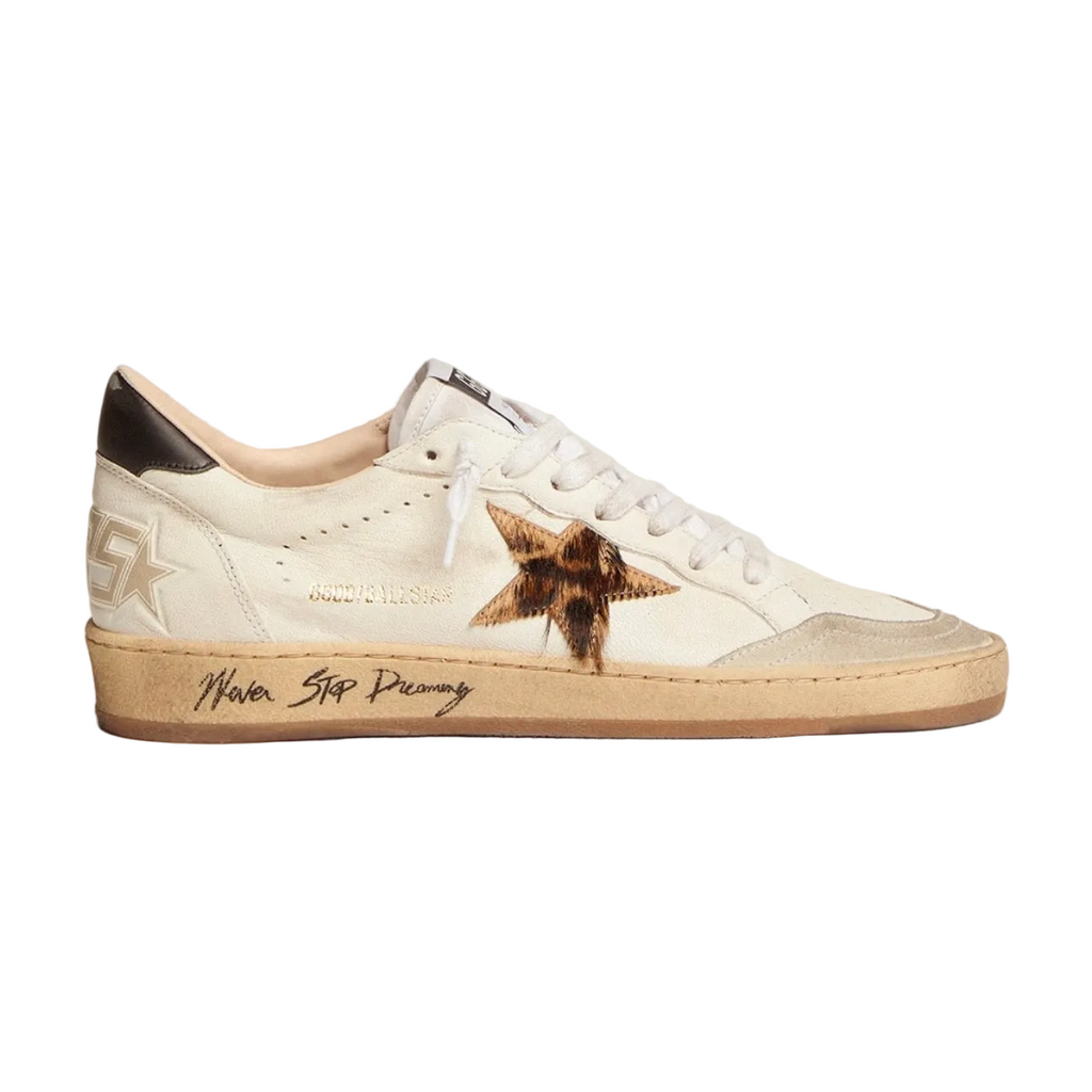 Golden Goose Ball Star with leopard print pony skin star and black heel tab(Women's)