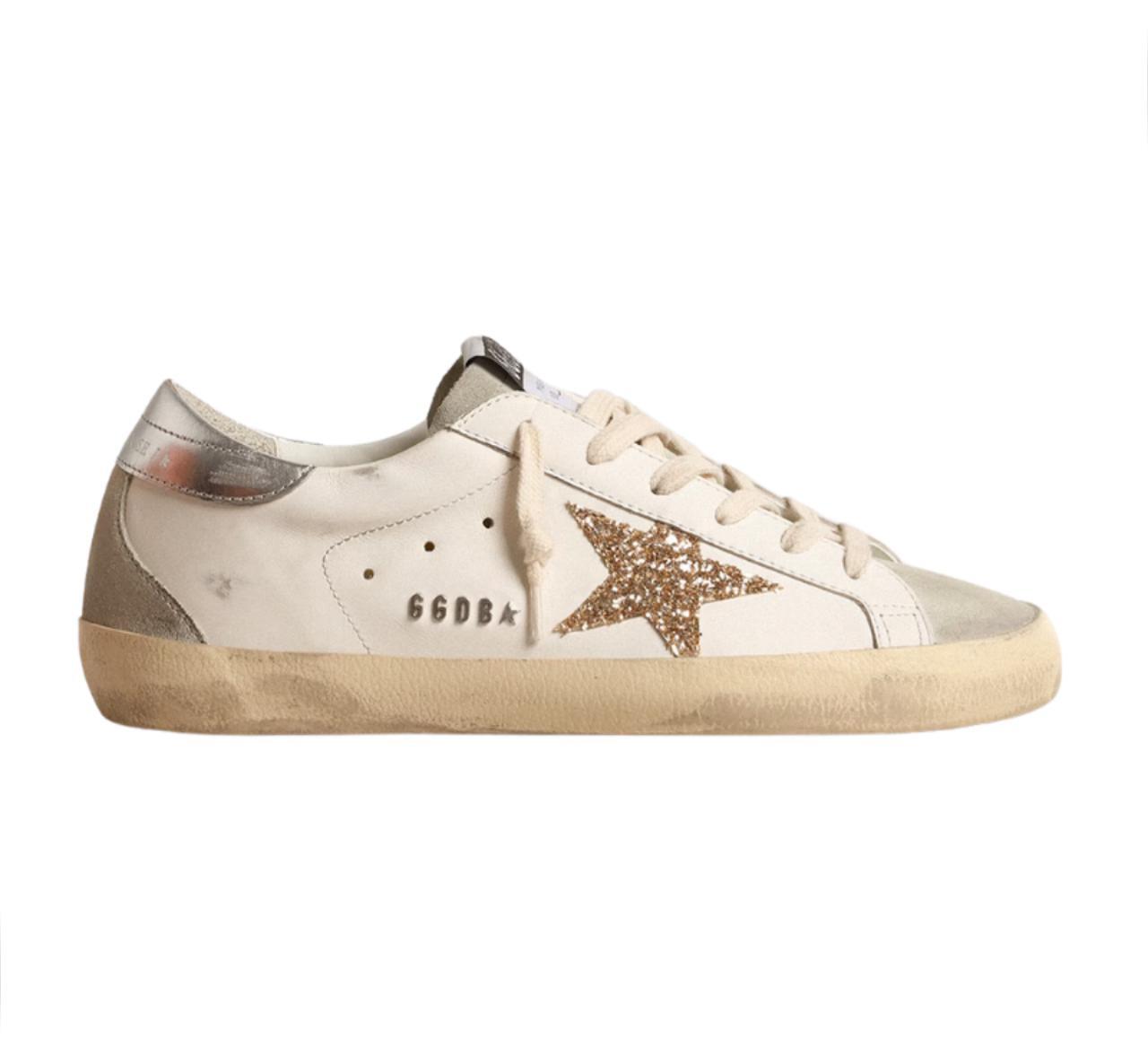 Golden Goose Super-Star - White Ice Gray Gold Glitter
