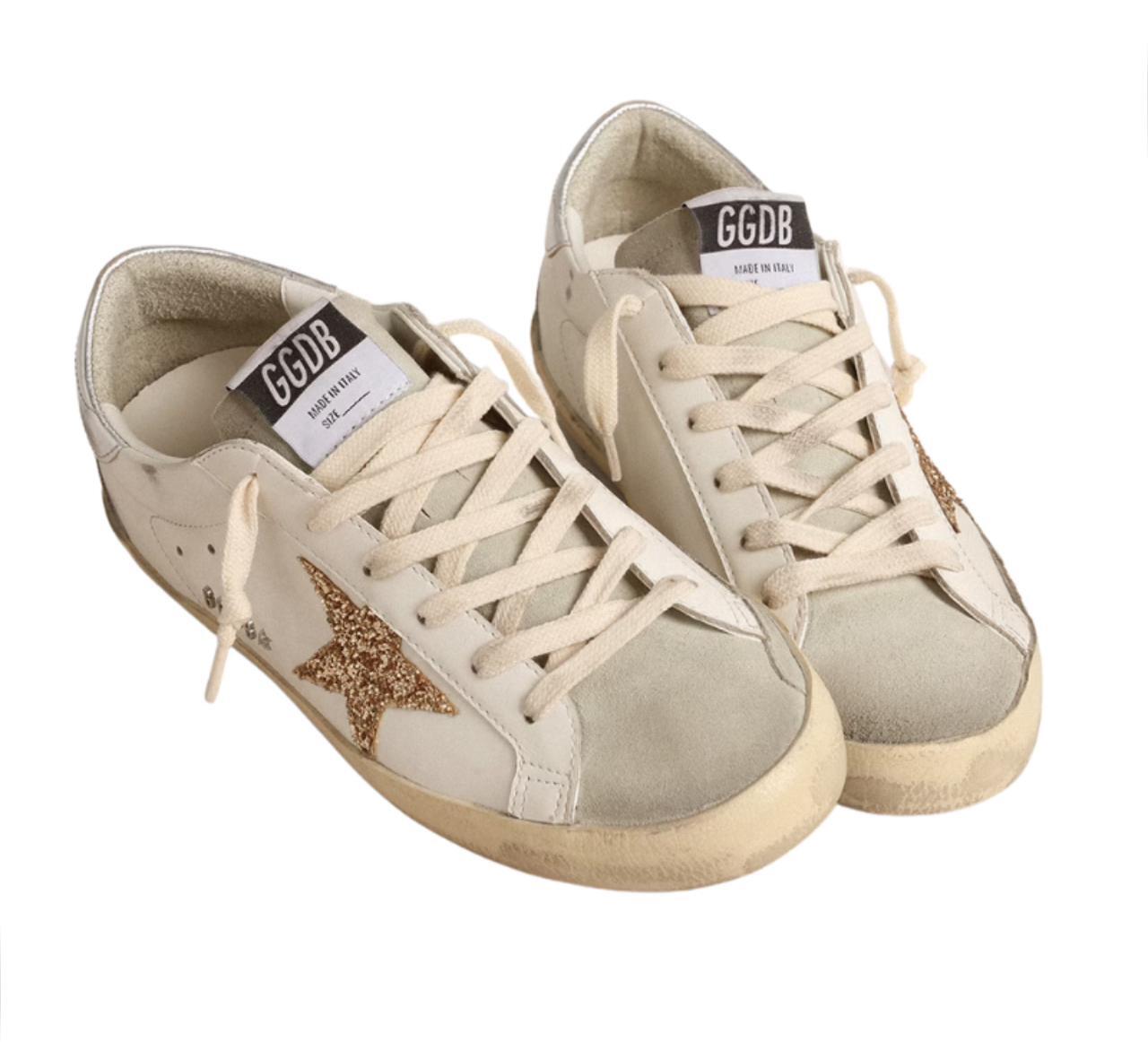 Golden Goose Super-Star - White Ice Gray Gold Glitter