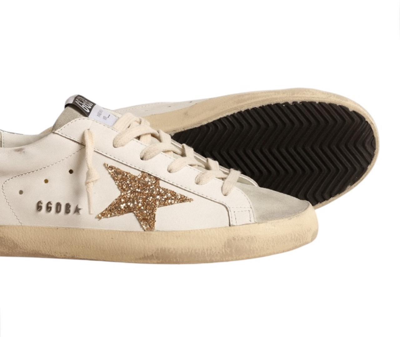 Golden Goose Super-Star - White Ice Gray Gold Glitter