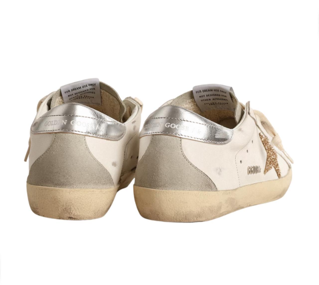 Golden Goose Super-Star - White Ice Gray Gold Glitter