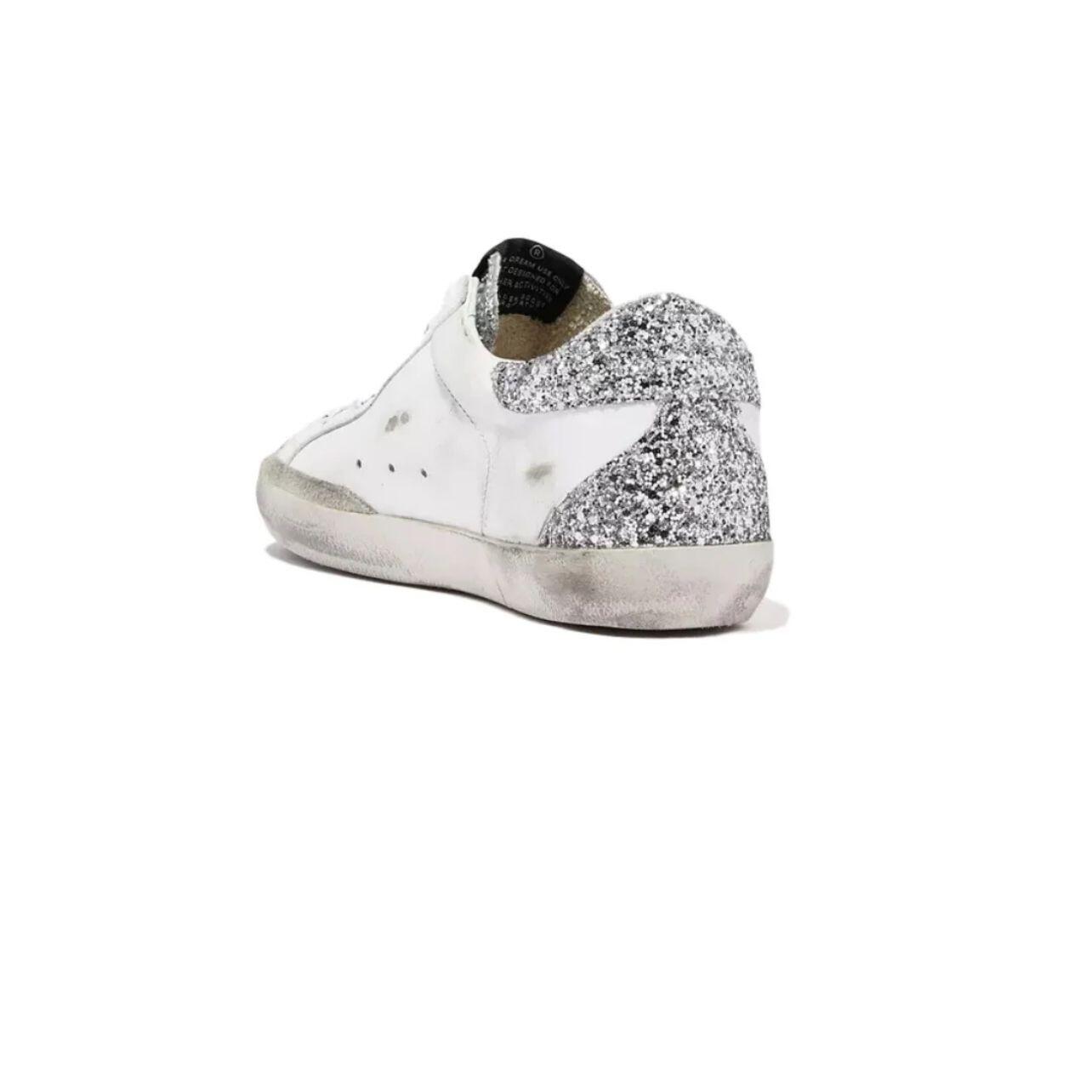 Golden Goose Superstar in White and Silver glitter